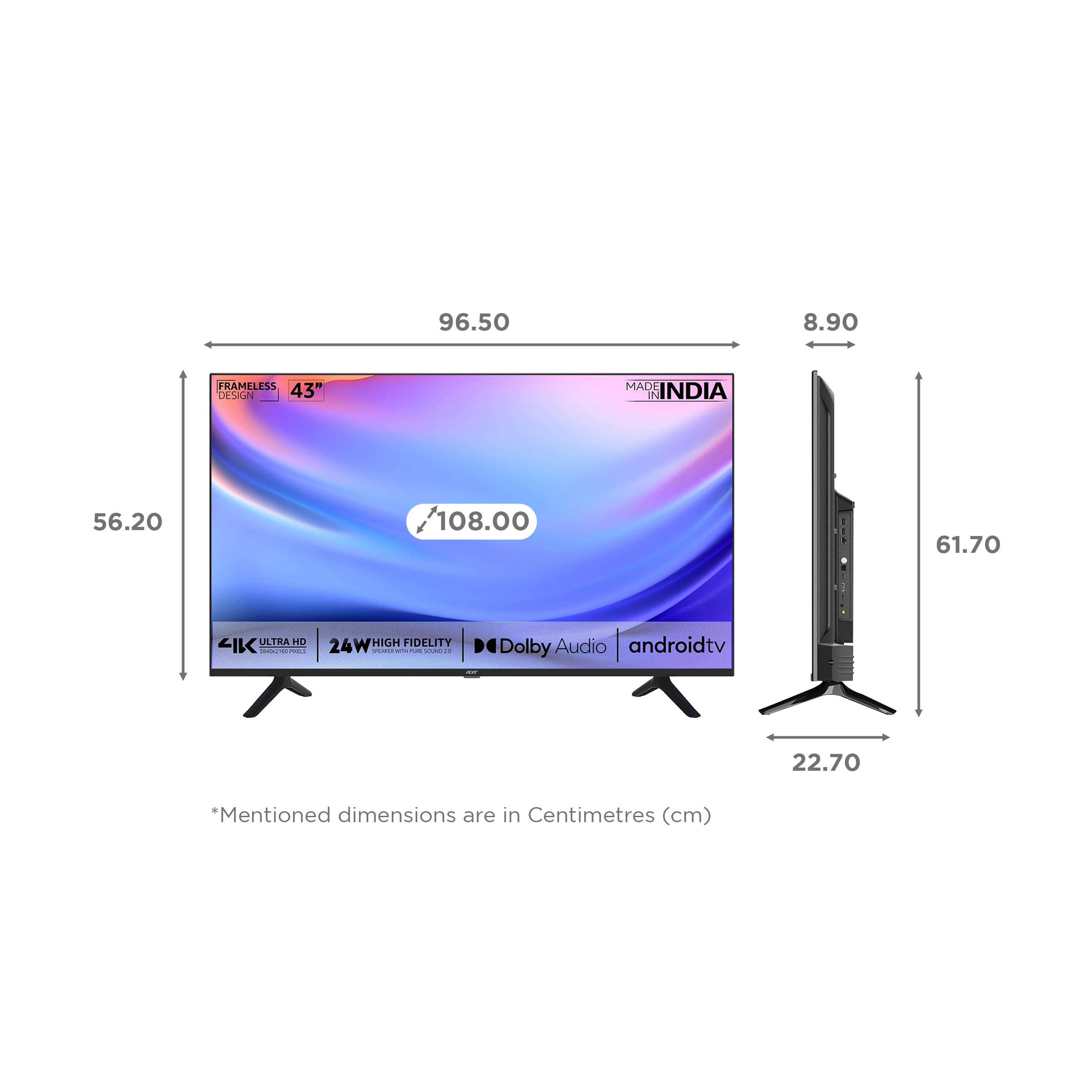 Buy Acer Frameless 108 Cm 43 Inch 4K Ultra HD LED Android TV With 